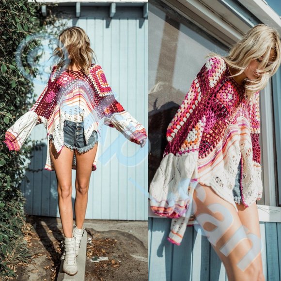 Rare Free People Call Me Crochet Top Sz M-L - Picture 7 of 17